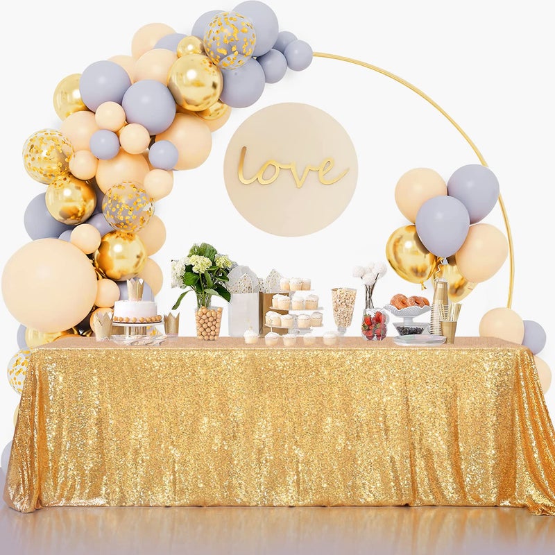 B.Cool B-COOL Gold Sequin Tablecloth Birthday Table Cloths for Parties Rectangle Wedding Tablecloth Sparkly Sequin Fabric Tablecloth Christmas 90x90inches - Image 2